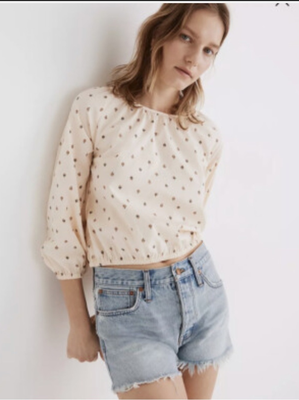 Madewell Floral Long Sleeve Peasant Blouse Cream Multicolor Size M fall